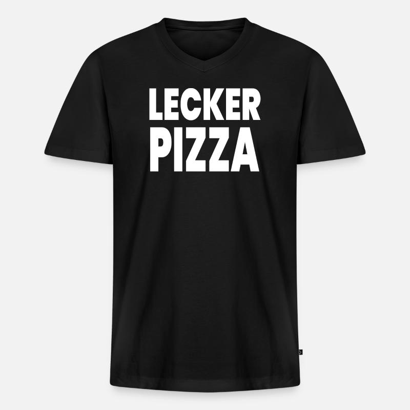 Pizza - Männer Premium Bio T-Shirt mit V-Ausschnitt - Schwarz