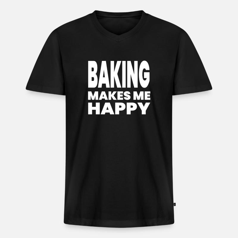 Backen - Männer Premium Bio T-Shirt mit V-Ausschnitt - Schwarz