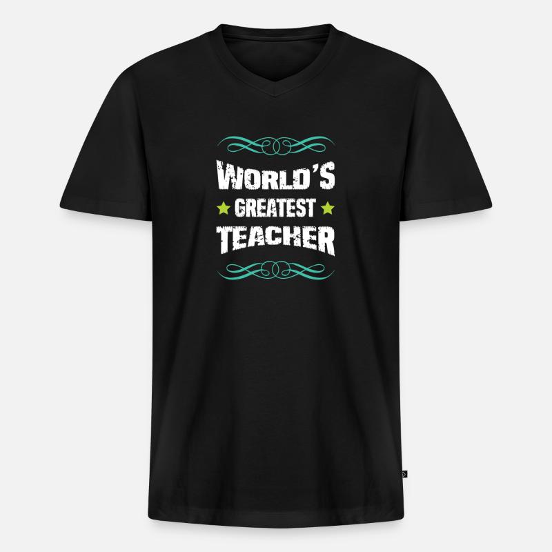 Weltbester Lehrer - Männer Premium Bio T-Shirt mit V-Ausschnitt - Schwarz