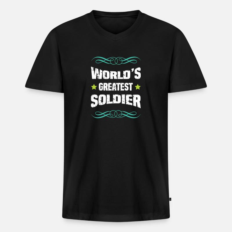 Weltbester Soldat - Männer Premium Bio T-Shirt mit V-Ausschnitt - Schwarz