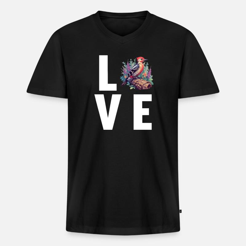 Spechte Specht - Männer Premium Bio T-Shirt mit V-Ausschnitt - Schwarz