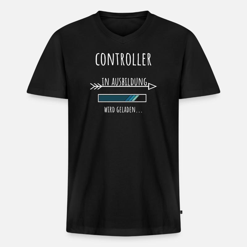 Controlling Studies Occupation Training Controller - Men's Premium Organic T-shirt with V-neck - black