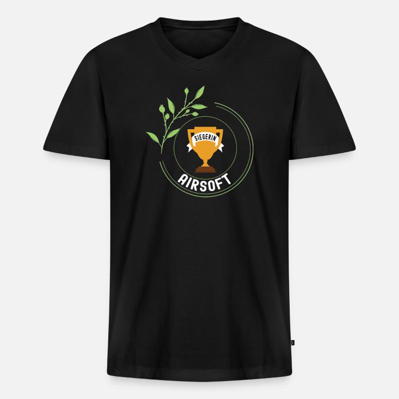 Airsoft Siegerin Gewinner Turnier Meisterschaft - Männer Premium Bio T-Shirt mit V-Ausschnitt - Schwarz