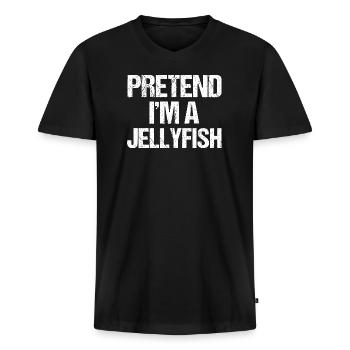 Pretend I’m a Jellyfish Funny Halloween Costume - Men's Premium Organic T-shirt with V-neck - black - Front - Nico (187cm)