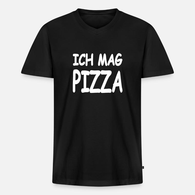 Pizza - Männer Premium Bio T-Shirt mit V-Ausschnitt - Schwarz