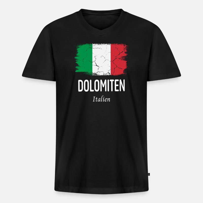 Dolomiten - Männer Premium Bio T-Shirt mit V-Ausschnitt - Schwarz