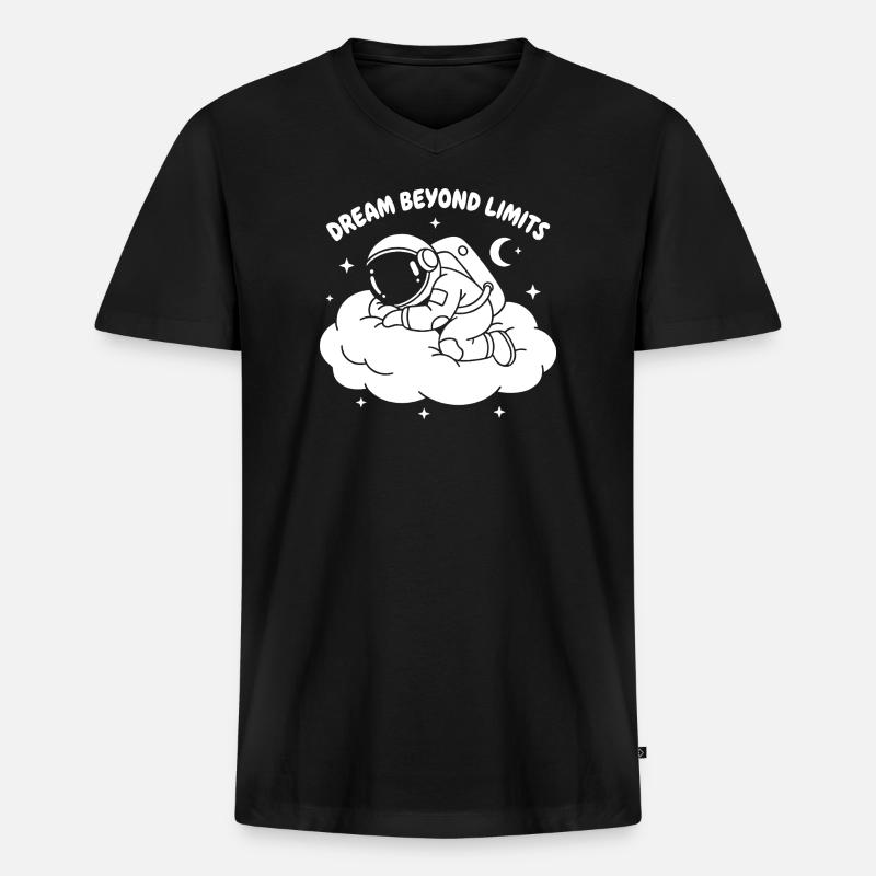 Träumender Astronaut - Männer Premium Bio T-Shirt mit V-Ausschnitt - Schwarz