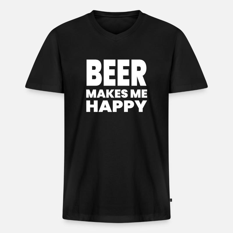Bier - Männer Premium Bio T-Shirt mit V-Ausschnitt - Schwarz