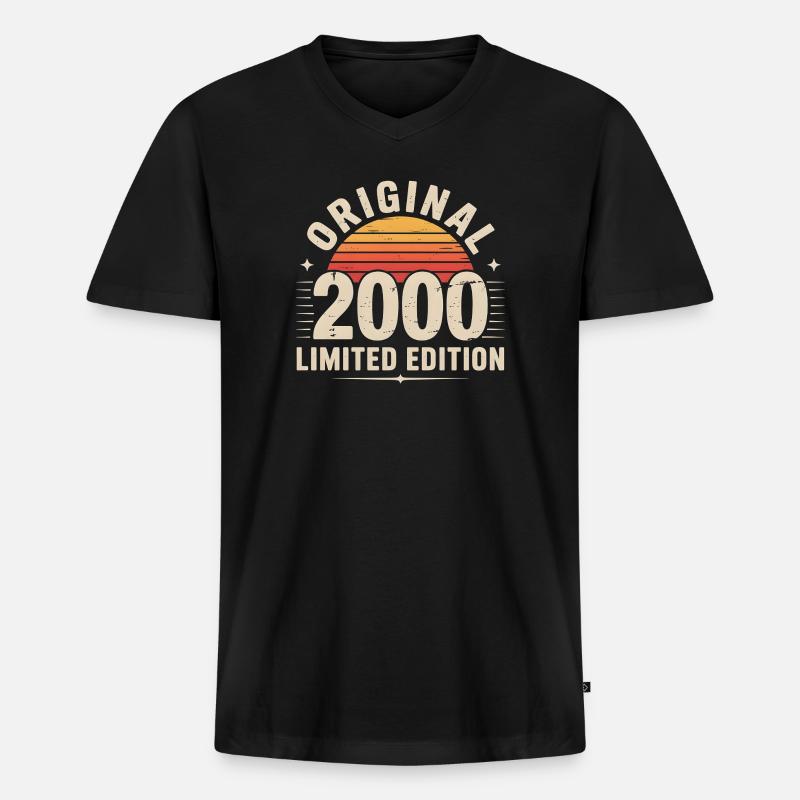 Sunset Retro 2000 Limitierte Auflage - Männer Premium Bio T-Shirt mit V-Ausschnitt - Schwarz