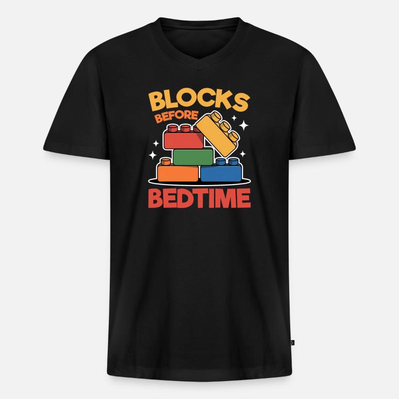 Building Blocks Kids Brick Builder - Männer Premium Bio T-Shirt mit V-Ausschnitt - Schwarz