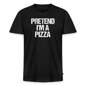 Tu so, als wäre ich eine Pizza Lustiges faules Halloween-Kostüm - Männer Premium Bio T-Shirt mit V-Ausschnitt - Schwarz - Vorne - Nico (187cm)