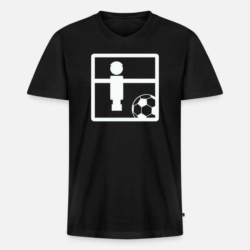 Fußball Soccer Kicker - Männer Premium Bio T-Shirt mit V-Ausschnitt - Schwarz