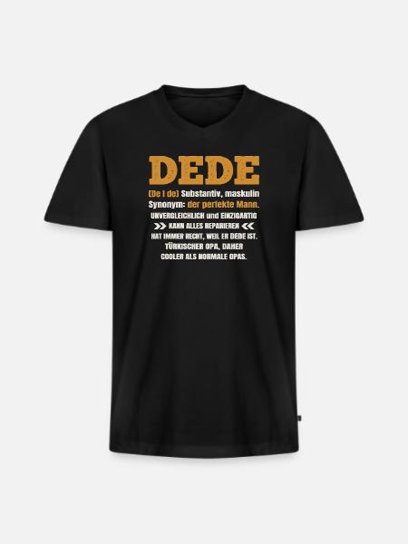 Türk Dede Design - Bedste Dede (bedstefar) nogensinde - Premium økologisk T-shirt med V-hals til mænd - sort