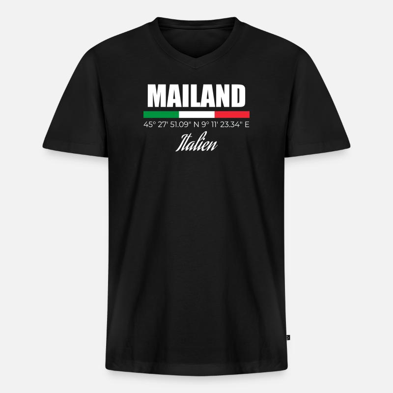 Mailand - Männer Premium Bio T-Shirt mit V-Ausschnitt - Schwarz