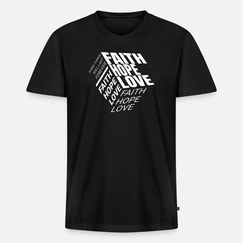 Glaube Hoffnung Liebe - Männer Premium Bio T-Shirt mit V-Ausschnitt - Schwarz