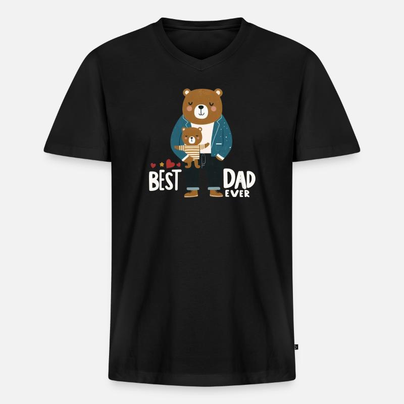 Der beste Vater - Männer Premium Bio T-Shirt mit V-Ausschnitt - Schwarz