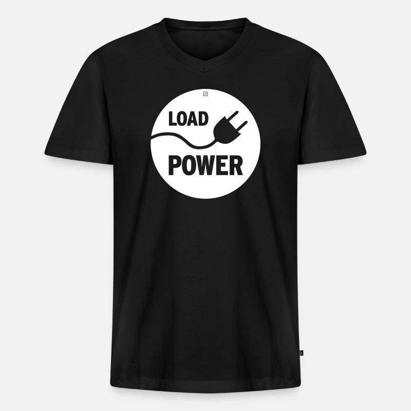 LOAD POWER - Männer Premium Bio T-Shirt mit V-Ausschnitt - Schwarz