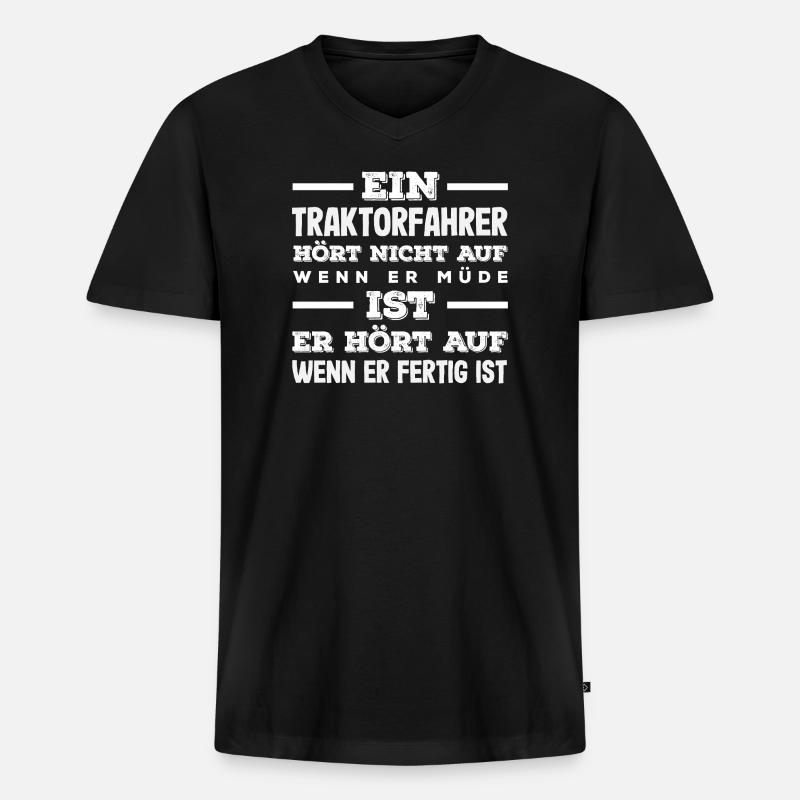 Lustiges Traktorfahrer Geschenk - Männer Premium Bio T-Shirt mit V-Ausschnitt - Schwarz