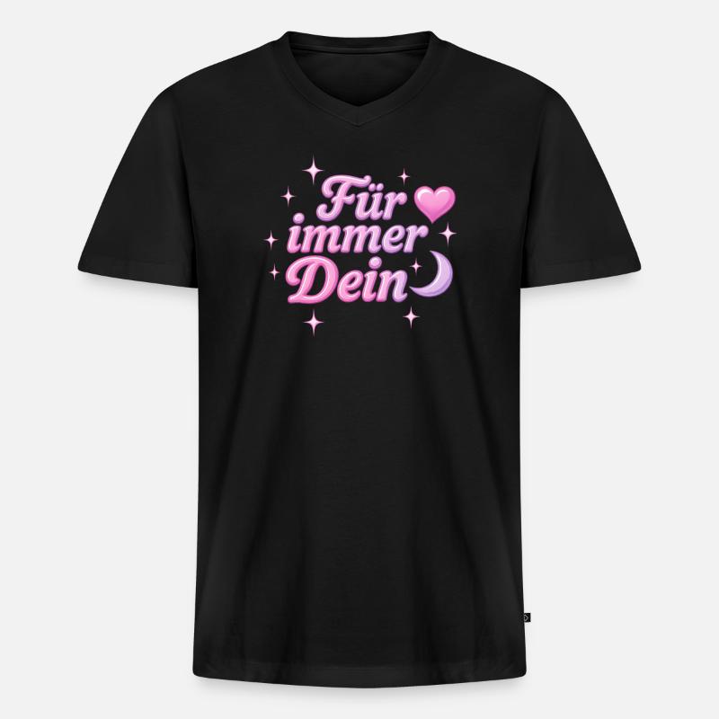 für immer dein / y2k design - Männer Premium Bio T-Shirt mit V-Ausschnitt - Schwarz