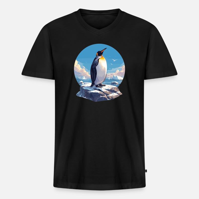 Pinguine Pinguin - Männer Premium Bio T-Shirt mit V-Ausschnitt - Schwarz