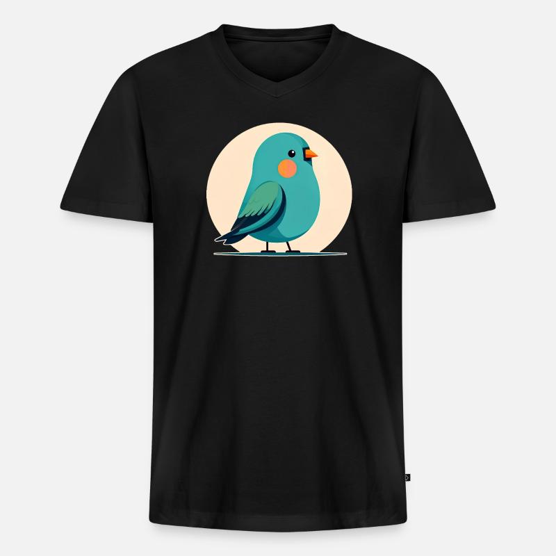 Kleiner grün-blauer Vogel - Männer Premium Bio T-Shirt mit V-Ausschnitt - Schwarz