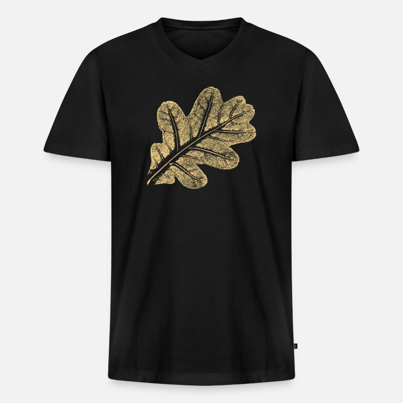Blatt Eiche / Eichenblatt - Natur Design - Männer Premium Bio T-Shirt mit V-Ausschnitt - Schwarz