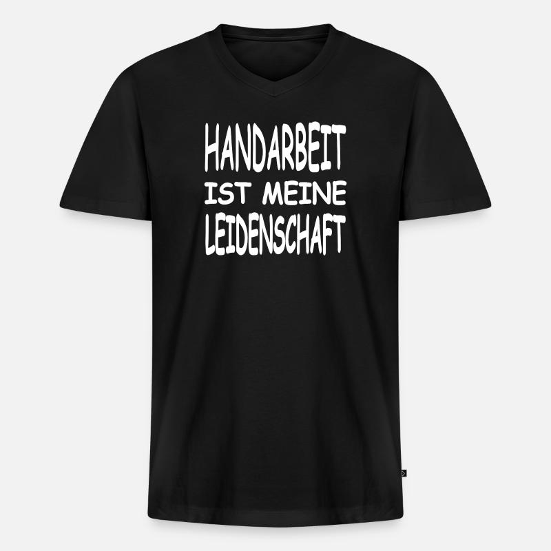 Handarbeit - Männer Premium Bio T-Shirt mit V-Ausschnitt - Schwarz