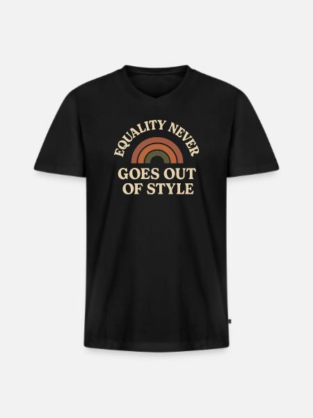 Groovy Pride Retro Égalité Queer Histoire - T-shirt encolure en V Premium bio Homme - noir
