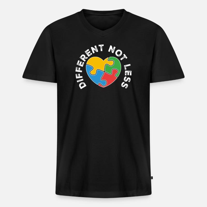 PuzzleHerz Vielfalt vereint Farben - Männer Premium Bio T-Shirt mit V-Ausschnitt - Schwarz