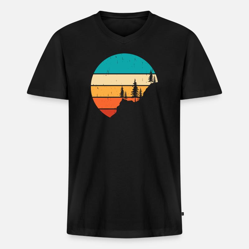 Wandern Wanderer Bergsteiger Geschenk - Männer Premium Bio T-Shirt mit V-Ausschnitt - Schwarz