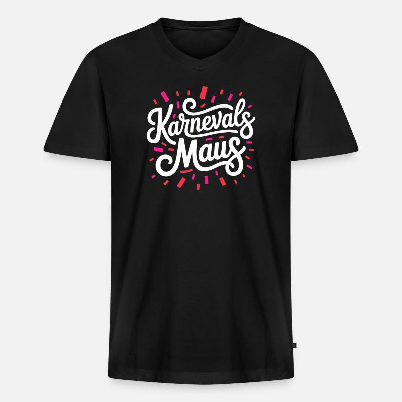 Karnevalsmaus Karneval Köln Kölner Karnevals Maus - Männer Premium Bio T-Shirt mit V-Ausschnitt - Schwarz