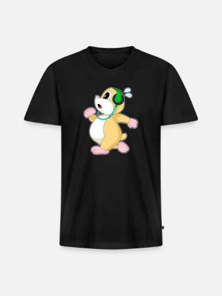 Hamster Jogger Jogging Sports - Men's Premium Organic T-shirt with V-neck - black