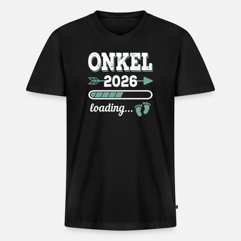 Onkel 2026 Loading Werdender Onkel Geschenkidee - Männer Premium Bio T-Shirt mit V-Ausschnitt - Schwarz
