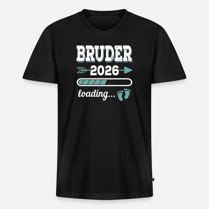Bruder 2026 Loading Werdende Geschwister Geschenk - Männer Premium Bio T-Shirt mit V-Ausschnitt - Schwarz