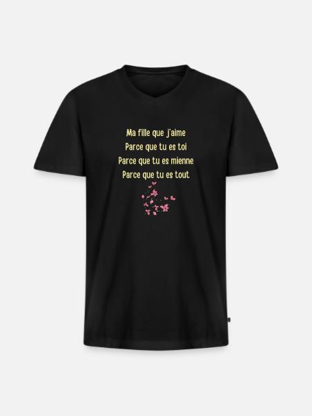 Bedingungslose Liebe für meine Tochter - Männer Premium Bio T-Shirt mit V-Ausschnitt - Schwarz