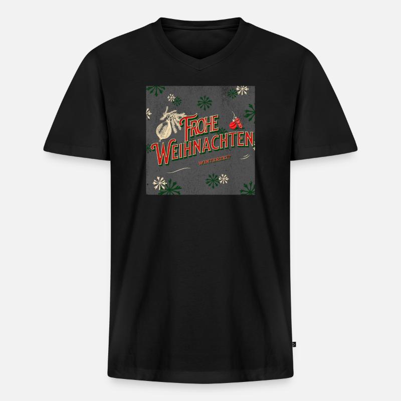 Frohe Weihnachten - Männer Premium Bio T-Shirt mit V-Ausschnitt - Schwarz