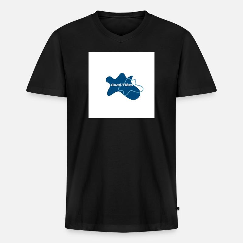 Gute Vibes Blau Logo - Männer Premium Bio T-Shirt mit V-Ausschnitt - Schwarz