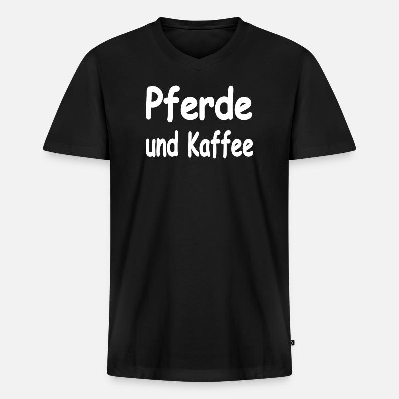 Pferde - Männer Premium Bio T-Shirt mit V-Ausschnitt - Schwarz