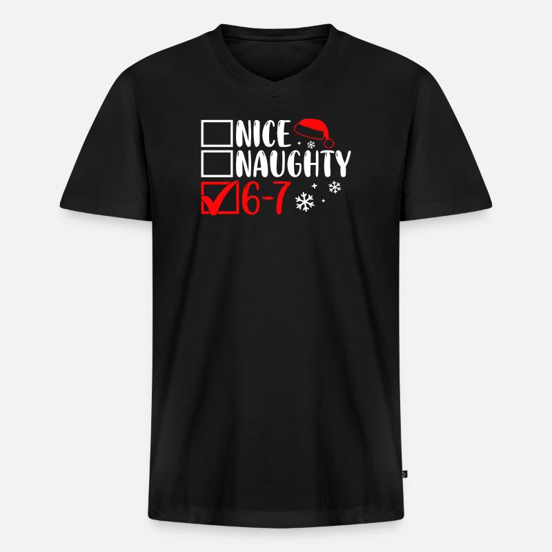 Funny Christmas Nice Naughty 67 - Männer Premium Bio T-Shirt mit V-Ausschnitt - Schwarz