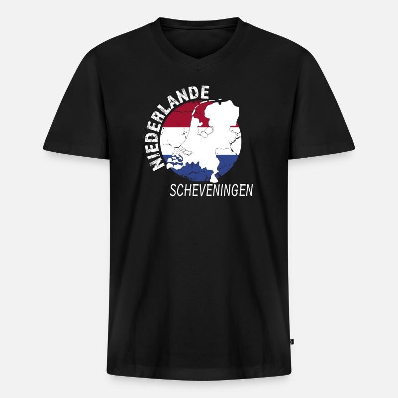 Scheveningen - Männer Premium Bio T-Shirt mit V-Ausschnitt - Schwarz