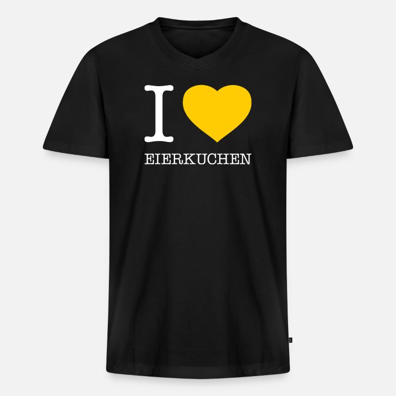 I love Eierkuchen - Männer Premium Bio T-Shirt mit V-Ausschnitt - Schwarz