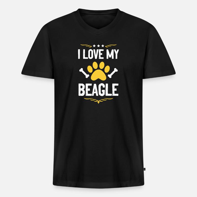 Ich liebe meinen Beagle - Männer Premium Bio T-Shirt mit V-Ausschnitt - Schwarz