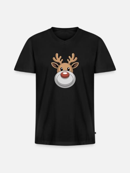 Renne Noël laid - T-shirt encolure en V Premium bio Homme - noir