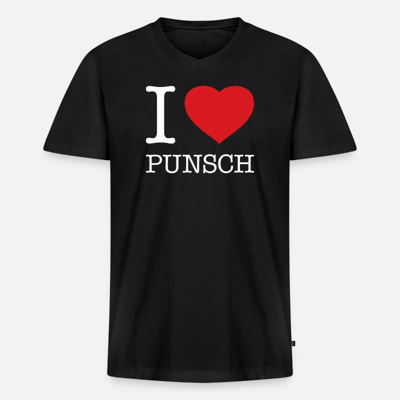 I love Punsch - Männer Premium Bio T-Shirt mit V-Ausschnitt - Schwarz
