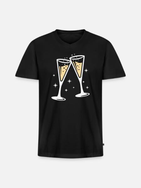 Sektglas Prosecco Sekt Alkohol Prost - Men's Premium Organic T-shirt with V-neck - black