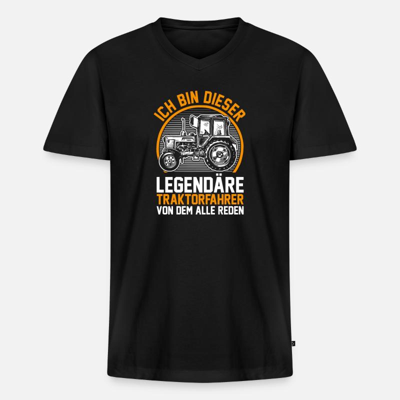 Landwirt Bauernhof Farmer Bauer Traktor - Männer Premium Bio T-Shirt mit V-Ausschnitt - Schwarz