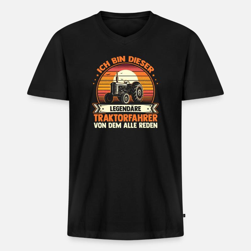 Landwirt Bauernhof Farmer Bauer Traktor - Männer Premium Bio T-Shirt mit V-Ausschnitt - Schwarz