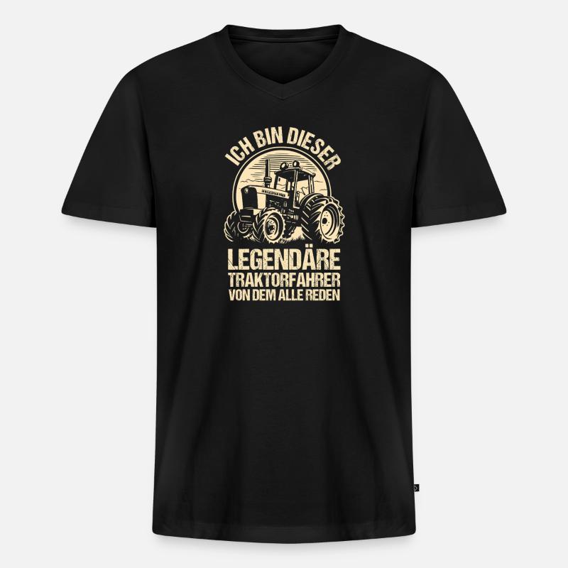 Landwirt Bauernhof Farmer Bauer Traktor - Männer Premium Bio T-Shirt mit V-Ausschnitt - Schwarz