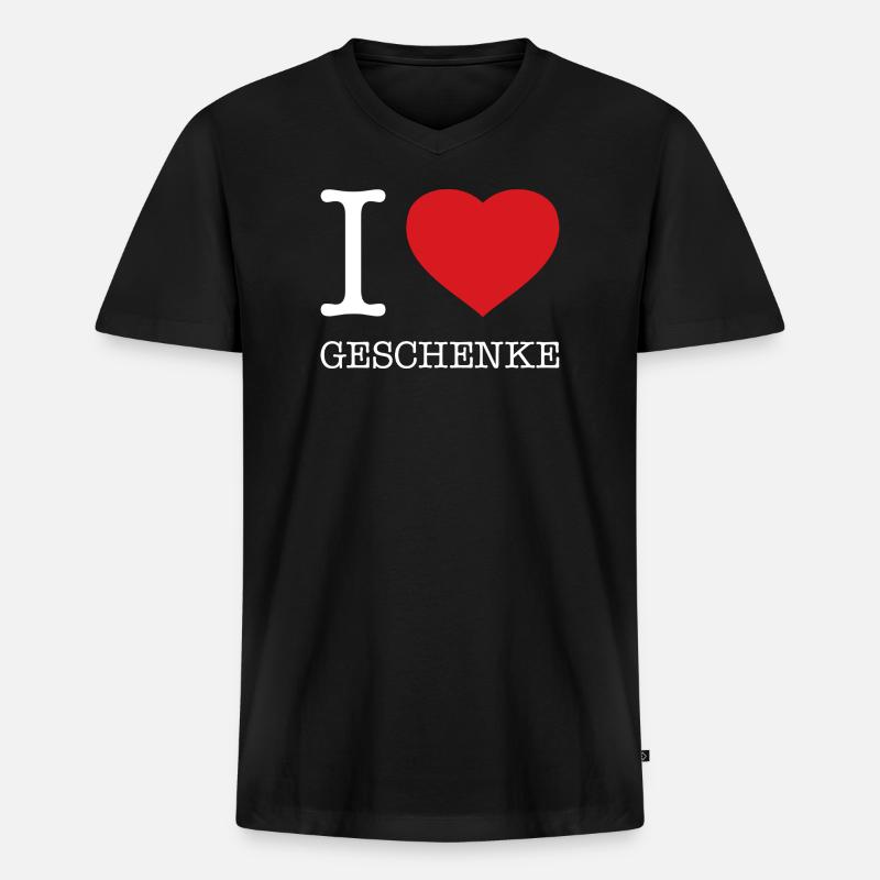 I love Geschenke - Männer Premium Bio T-Shirt mit V-Ausschnitt - Schwarz