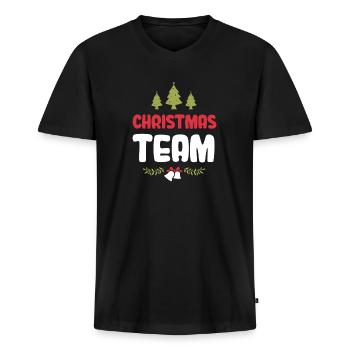 Weihnachten Team Christmas - Männer Premium Bio T-Shirt mit V-Ausschnitt - Schwarz - Vorne - Nico (187cm)